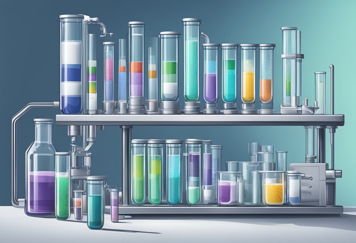 Et laboratorium med reagensglas og udstyr til analyse af alanintransaminase (ALT) niveauer