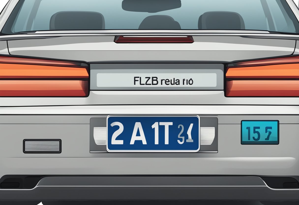 Et nærbillede af et køretøjs nummerplade med et klart og læseligt registreringsnummer