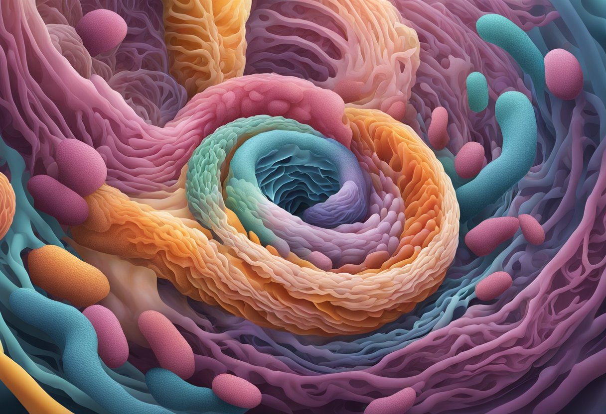 Et livligt, travlt tarmsystem fyldt med svajende mælkesyrebakterier, der arbejder for at støtte fordøjelsessystemet