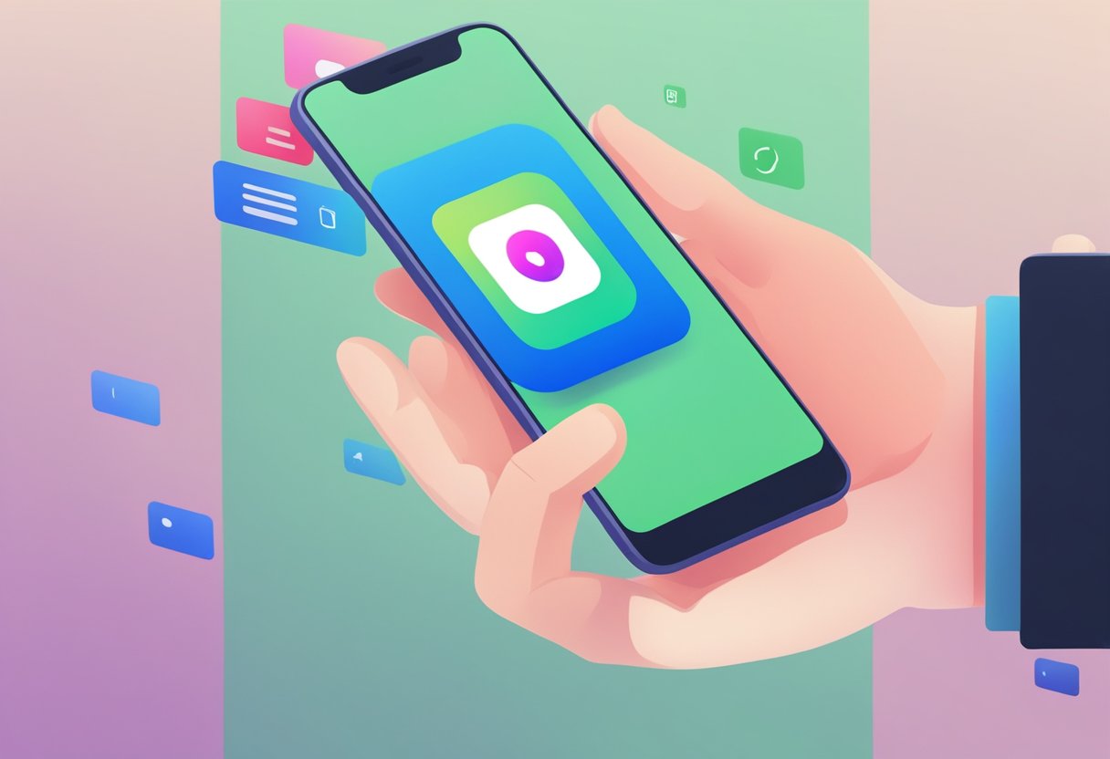 En hånd holder en smartphone med Instagram-appen åben, mens en anden hånd strækker sig for at trykke på sletteknappen