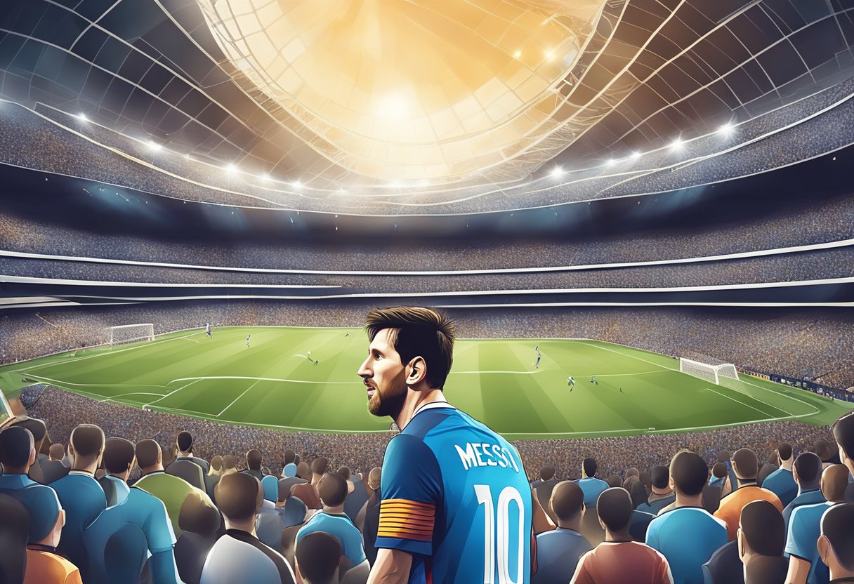 Lionel Messi scorer et mål i et fyldt stadion